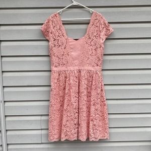 Covington Pink Lace Cap Sleeve Dress